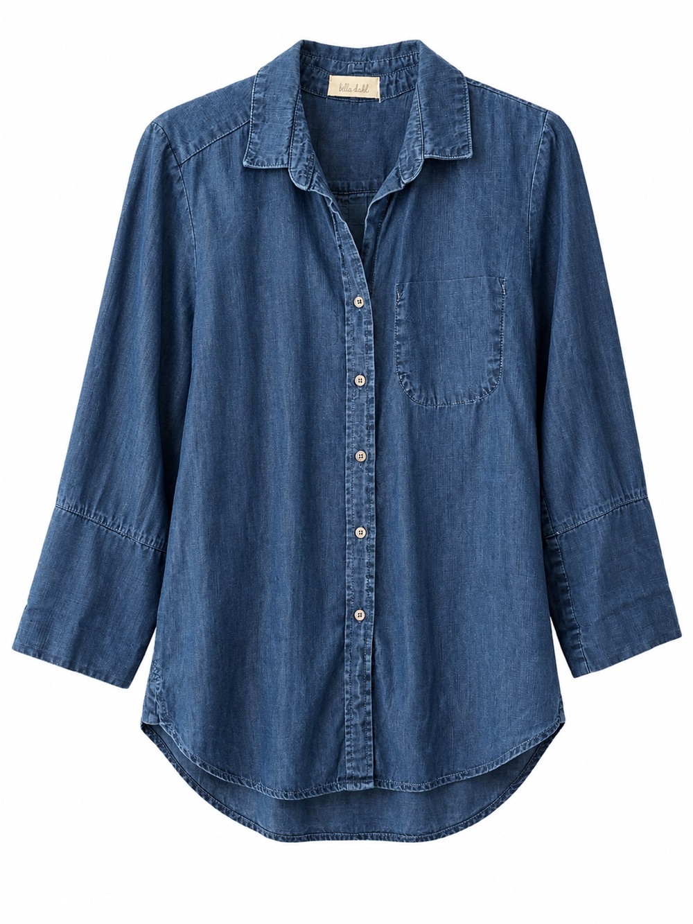 Bella Dahl 100% Tencel Blue Chambray Button Front Shirt Size Large